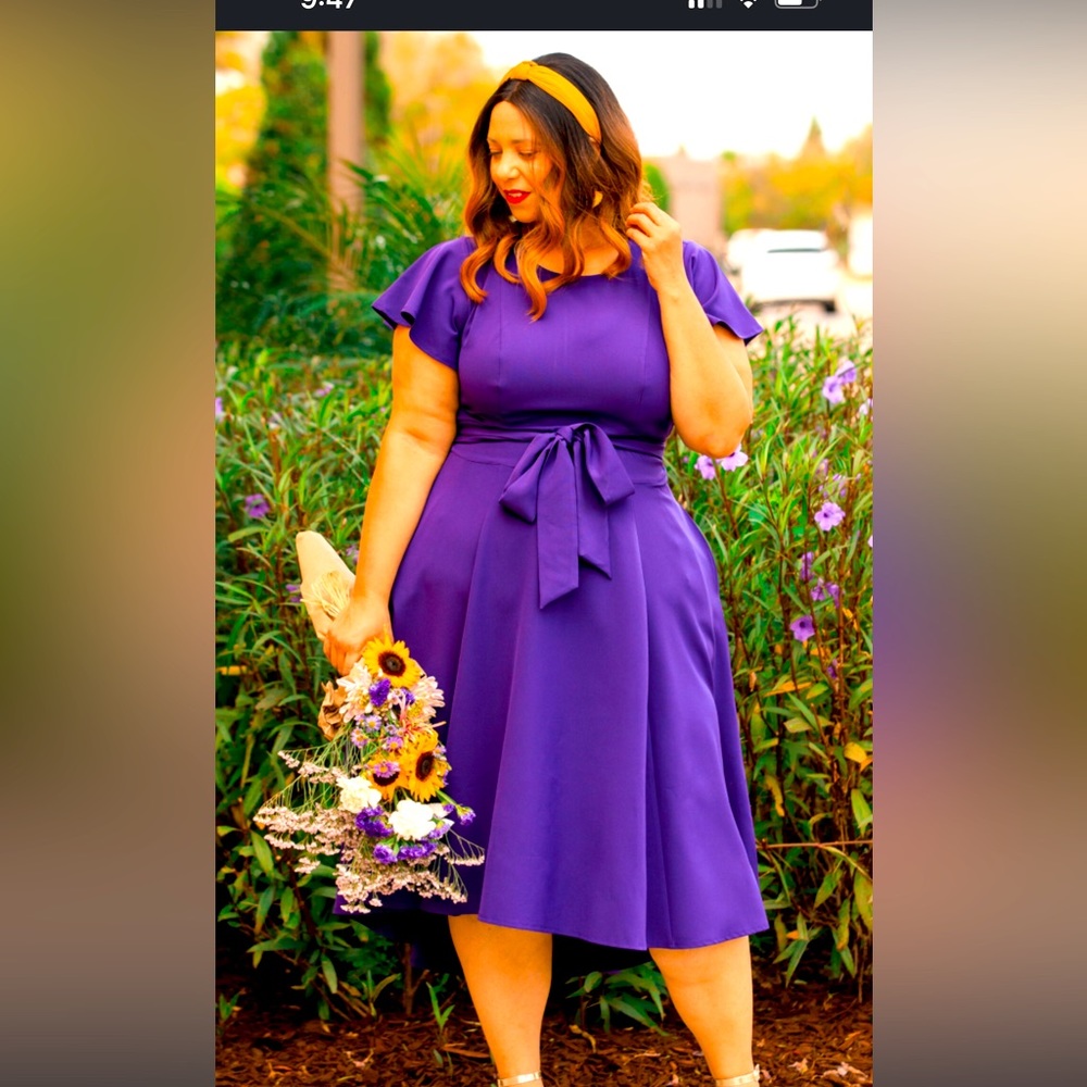 Beautiful violet Lane Bryant Lena collection dress , perfect for fall